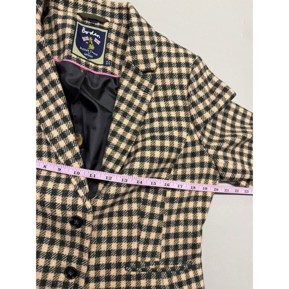 Boden British Tweed Blazer by Moon Wool Green Pink Gingham Check Blazer. Sz 12 - Picture 4 of 12